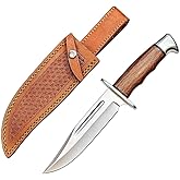 H & H BLADES Handmade D2 Steel 14 Inch Full Tang Bowie Knife with Leather sheath,Durable Wood Handle Hunting knife,Ideal For Bushcraft,Camping, Survival, Hunting & outdoor Adventures