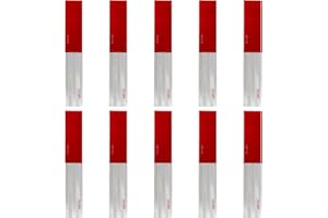 Dodgelav DOT-C2 Reflective Tape 2" × 12" × 10 Pack Outdoor Conspicuity Red White Safety Stickers Warning Strong Adhesive Deca