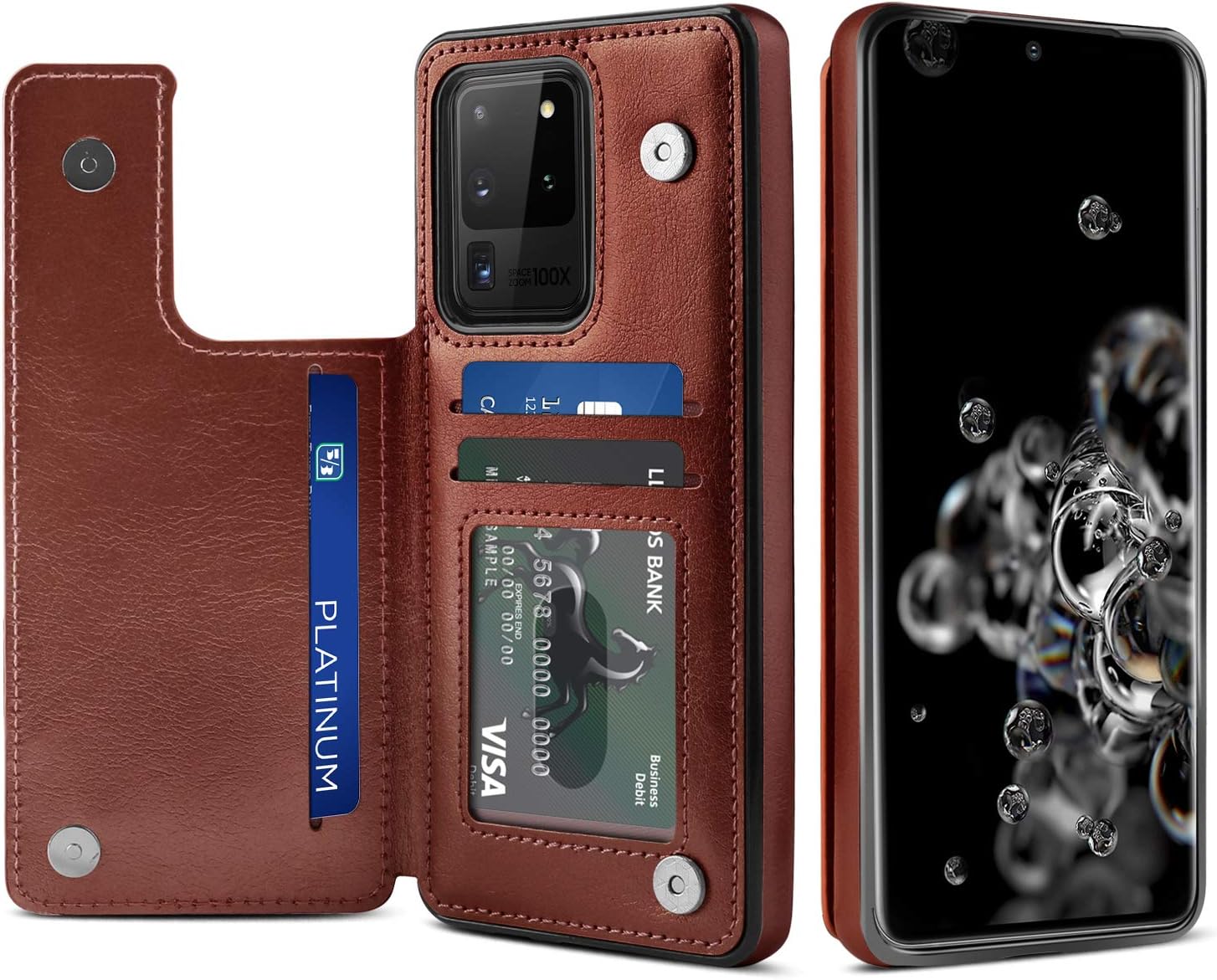 Venoro Galaxy S20 Ultra Case, PU Leather Wallet Case for Samsung Galaxy S20 Ultra 5G 6.9inch Case (Brown)