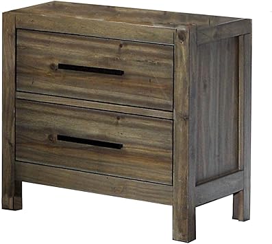 Amazon Com Benjara Brown And Black Wooden Nightstand With Two Drawers And Bar Pull Furniture Decor