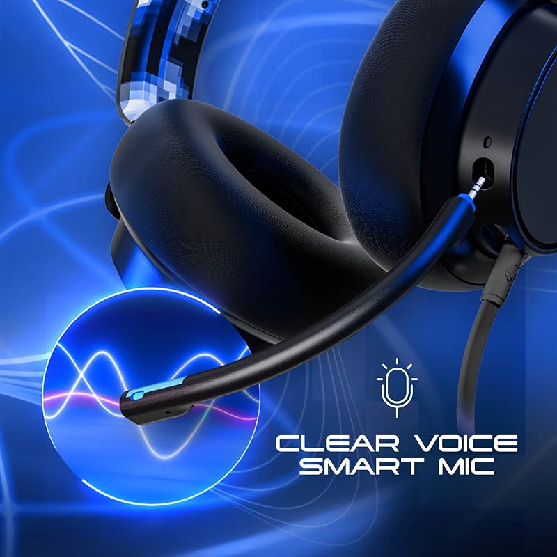 SLYR Pro Casque de Gaming Multiplateforme Supra-Auriculaire Filaire, Perception Sonore Optimisée, Microphone IA, Compatible Xbox + PlayStation + PC - Bleu