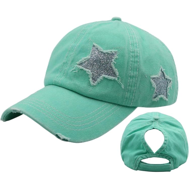 Eohak Distressed Ponytail Hats Baseball For Women Messy-Bun Pony Caps (Black+Grey) For Sale | Denver, CO | Nellis Auction
