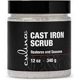 Culina Cast Iron Scrub - Rust Removal &amp; Seasoning Cleaner for Cast Iron Cookware, Removes Burnt Food - 100% Natural Coconut Oil, Non-Scratch Cleaning for Cast Iron Skillets &amp; Pans - Made in the USA