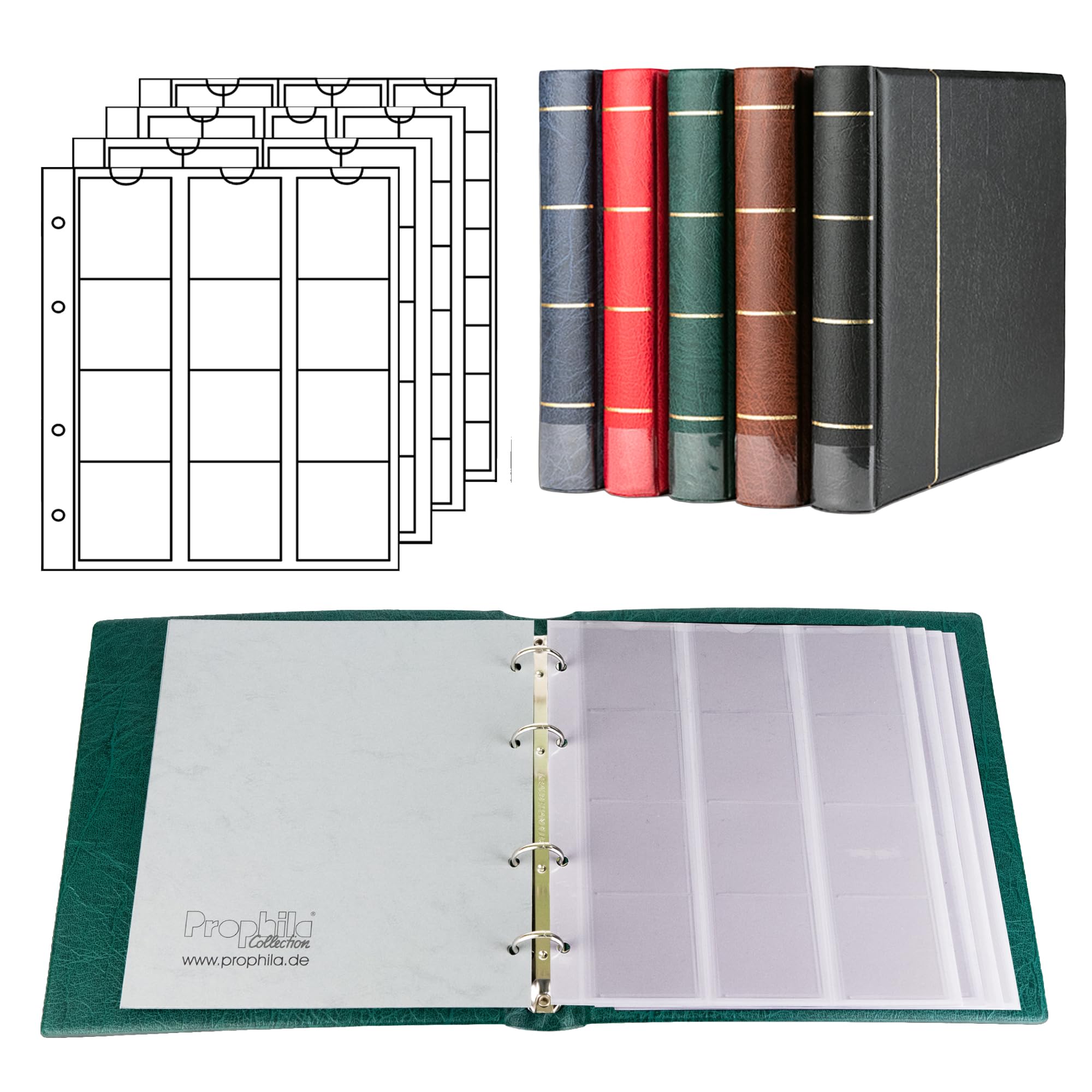 Prophila coin album with 4 Cases for 110 coins green