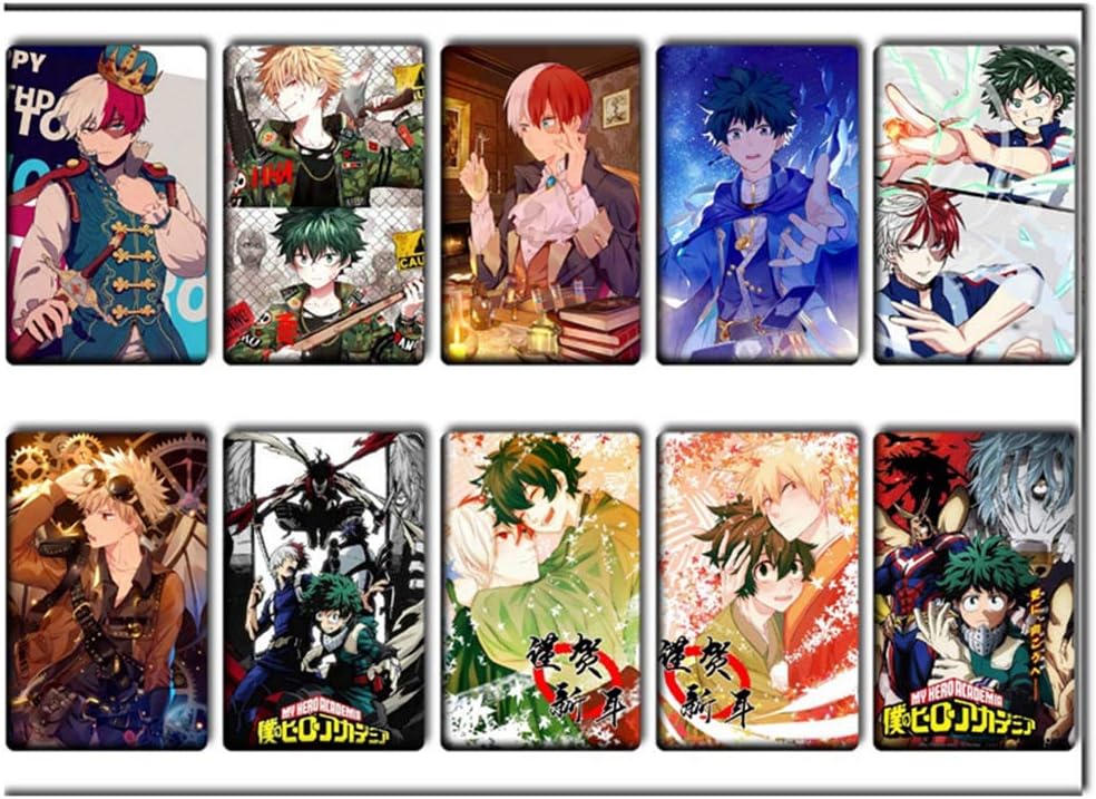 Apehuyuan 10 Pcs My Hero Academia Anime Card Sticker Set HD Photo Card LOMO Card Hot Gift for Fans(H05)