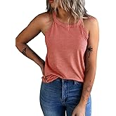KINLONSAIR Women's Summer Sleeveless Halter Tee Shirts Crew Neck Workout Tank Tops Casual Plain Cami Shirts
