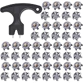 51 Pcs Golf Shoe Spikes Replacements Set Must Have Golf Gifts | Includes 50 Shoe Cleats Replacement &amp; 1 Black Cleats Spanner Metal Thread Screw 6 mm Dia Golf Accessories