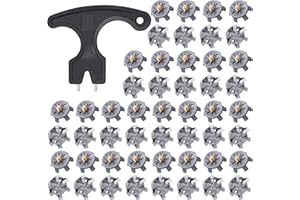 ACEBIRDIE 51 Pcs Golf Shoe Spikes Replacements Set Includes 50 Shoe Cleats Replacement & 1 Black Cleats Spanner Metal Thread Screw 6 mm Dia Golf Accessories