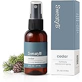 SweatyB® Full Body Deodorant Spray - Non-Irritant, Sensitive Skin-Friendly Spray for Women & Men - Made in USA - Cedar - 2 oz - 1 pack