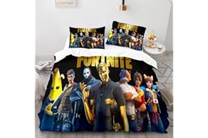 GOGSER Bedding Set Full Size Shooting Games Fortnite for Kids Boys Girls, Childrens Duvet Cover Set Full, Anime Cartoon Bedding Duvet Cover Set 3 Piece, Christmas Duvet Cover with 2 Pillowcases