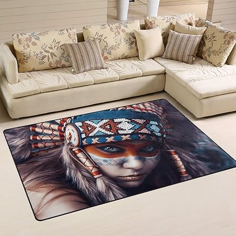 Amazon Com Ainans Native American Girl Area Rug Carpet Non