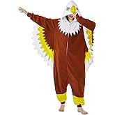 Oiziuzio Eagle Costume Adult Animal Fierce Hawk Onesie Pajamas Women Men Halloween Cosplay Sleepwear Costume Brown