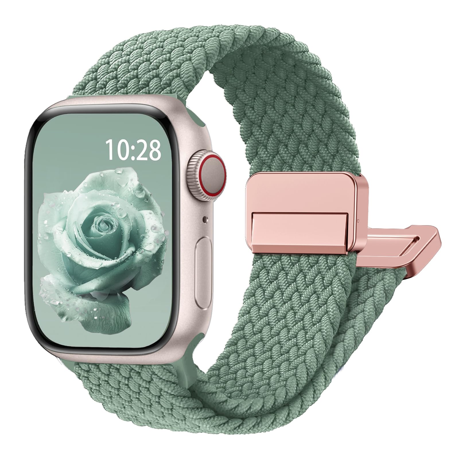 Magnetic Braided Stretchy Loop - Compatible with Apple Watch Band 42mm 46mm 40mm 41mm 44mm 45mm 38mm Ultra 3/2 49mm Women Men,Elastic Woven Fabric Nylon Strap for iWatch 11 10 9 8 7 6 5 4 3 SE Ultra
