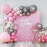 Shimmer Wall Backdrop Pink Iridescent Square Sequin