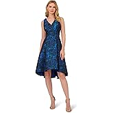 Adrianna Papell Womens Ruffle Jacquard Dress