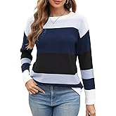 QACOHU Women's Fall Sweater 2025 Crew Neck Long Sleeve Casual Pullover Knitted Sweater Tops