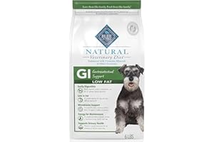 Blue Buffalo Natural Veterinary Diet GI Gastrointestinal Support Low Fat Dry Dog Food, Veterinarian Prescription Required, Whitefish, 6-lb. Bag