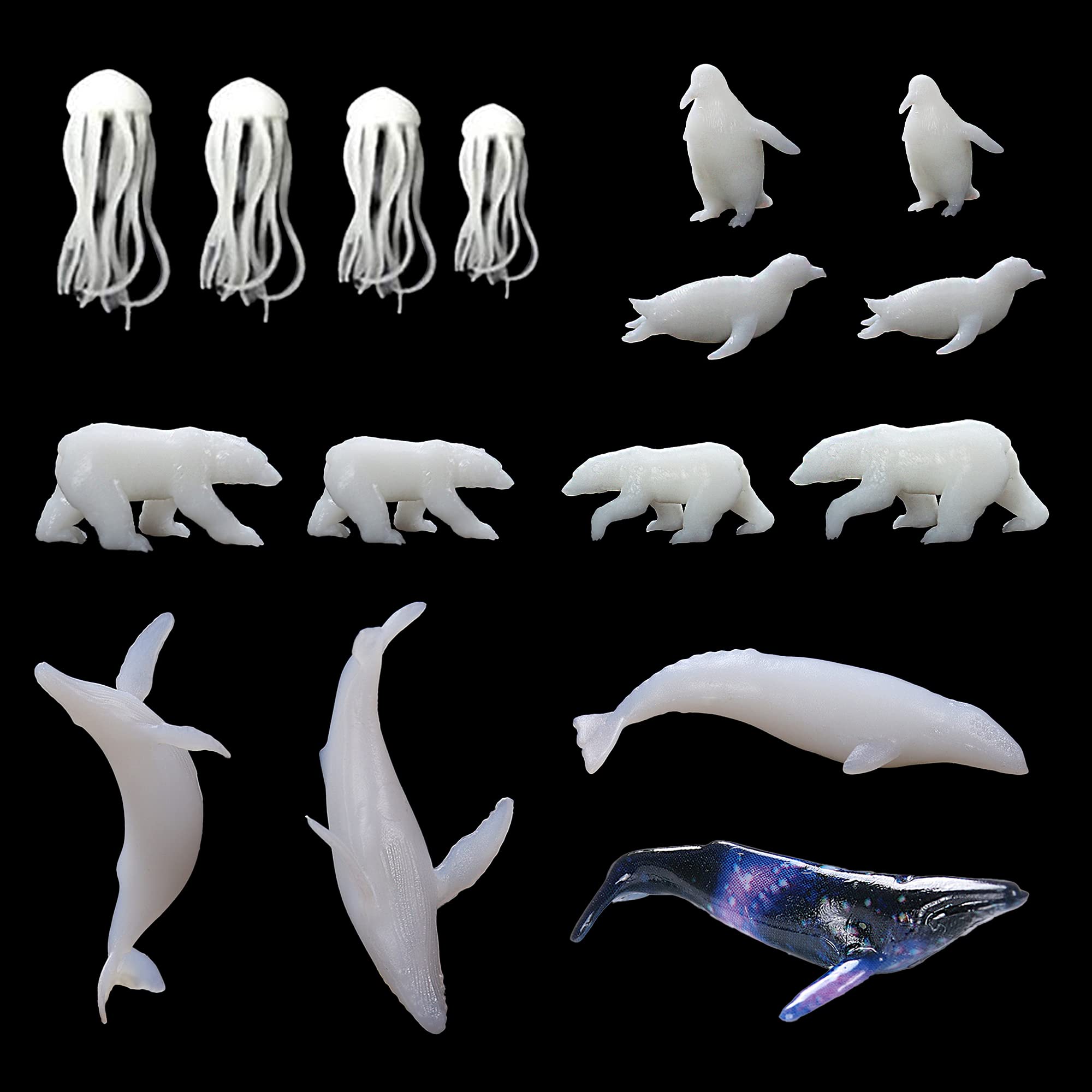 Woohome 12 PCS Jewelry Making Supplies Resin Mould Filler 3D Mini Jellyfish Bear Penguin Whale Casting Molds for Art Crafts DIY
