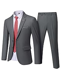YND Men's 2 Piece Suit with Tie, 2 Button Slim Fit