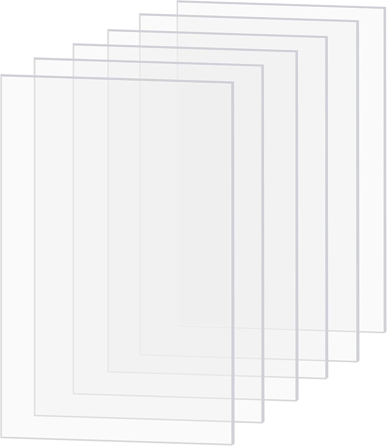 PP OPOUNT 6 Pieces Transparent Clear Acrylic Sheets (5 inch x 7 inch) 0.08inch Thick for Picture Frame Glass Replacement, Table Signs, Calligraphy and Painting