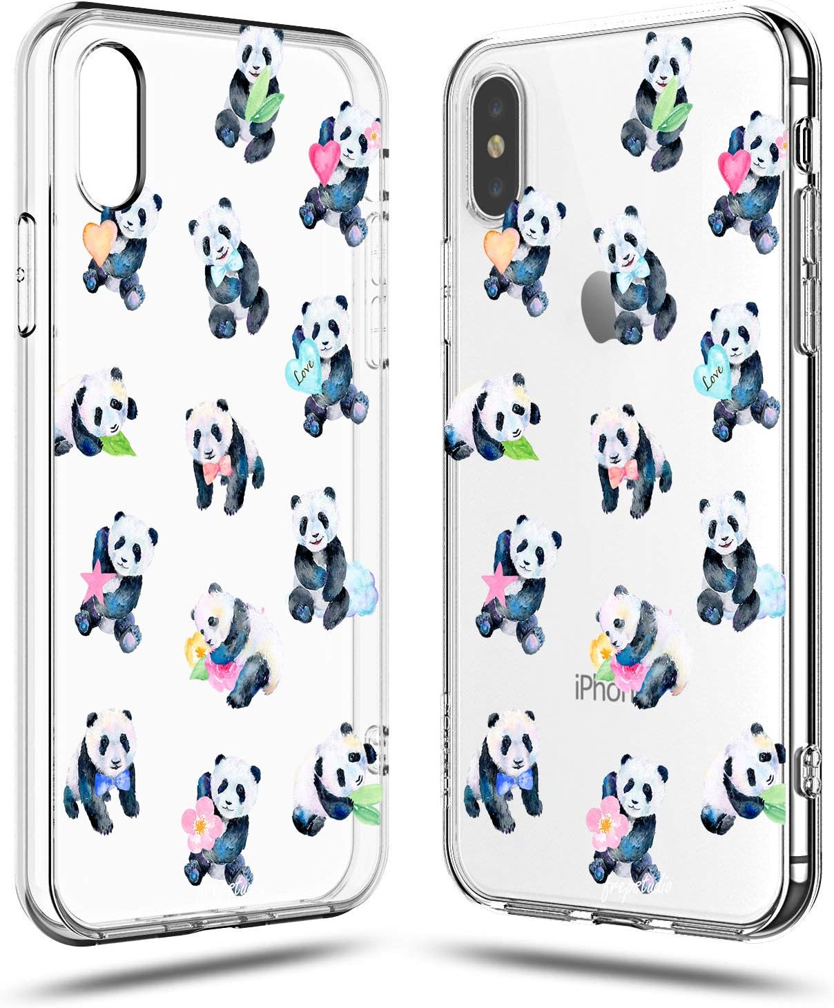 iPhone XR Case,Girls Women Panda Baby Cute Funny Animal Cartoon Amusing Whimsical Floral Flowers Case for Teen Girls Women Kids Design Clear Soft Protective Case Compatible for iPhone XR