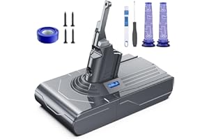 MORPILOT Battery Replacement for Dyson V8, 21.6V 6500mAh Li-ion Battery Compatible with SV10 V8 Animal V8 Absolute V8 Motorhead V8 Carbon Fiber V8 Fluffy Series Cordless Vacuum, 2 Pre-Filters and 1 Post-Filter