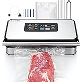 INKBIRD Vacuum Sealer Machine with 160W Double Pump, Full Automoatic Pro Vacuum Sealer for Food Preservation with Liquid/Moist/Dry Food, Food Sealer with Removable Drip Tray, Roll Storage and Cutter