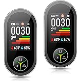4-in-1 Carbon Monoxide Detectors & Natural Gas Leak Detector Plug in, Combination CO Detector & Combustible Gas, LPG, Methane, Propane Alarm with Fahrenheit(°F) & Humidity(2 Pack)