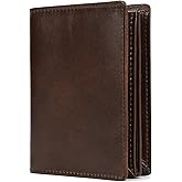 SAIION Genuine Leather Wallet for Men | Bifold RFID Vertical Wallet | Mens Extra Large Capacity Card Holder with 16 Slots and ID Window, Coffee