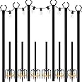 Mutovlin 6 Pack String Light Poles,10 Ft Light Poles for Outside String Lights,Outdoor Lights Pole with Fork,Metal Poles Stand for Patio Deck Backyard