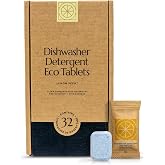 CLEANOMIC Dishwasher Pods (32 Eco Tabs) Soap Detergent, No Harsh Ingredients, Individually Wrapped - Lemon Fresh