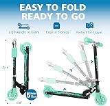 BELEEV V1 Kids Scooter 2 Wheels Folding Adjustable 3-12 Black Teal view 3
