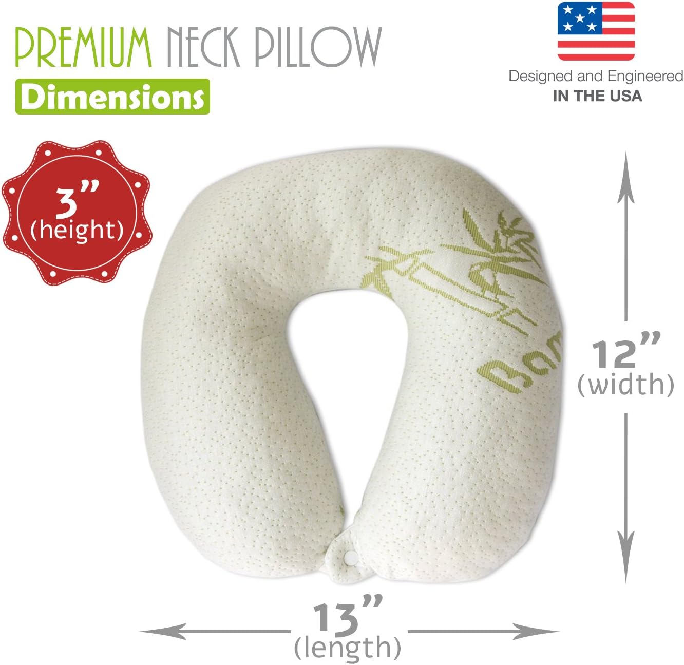 Premium Bamboo Neck Pillow Travel Size Shredded Memory Foam