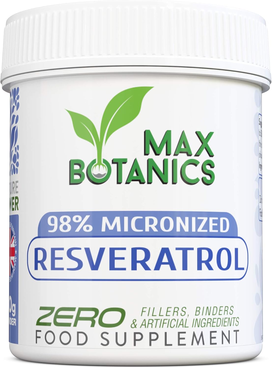 Max Botanics Micronized Resveratrol Antioxidant & Longevity Support Cellular Protection 98% Micronized ResveratrolHigh Absorption Rate Vegan 60 Capsules UK Made