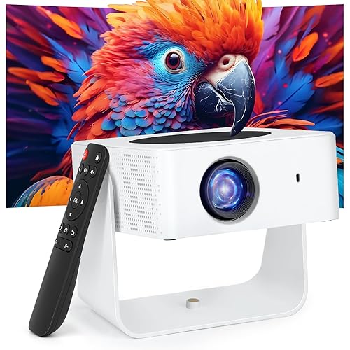 Mini Projector, 4K 1080P FHD Supported, WiFi 6 & Bluetooth 5.2, Portable Projector for Bedroom Low Fan Noise (<30dB), 360° Adjustable Stand, with Electric Focus & Auto Keystone
