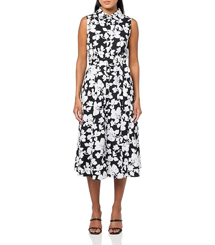 Tommy Hilfiger Womens Chiffon Sleeveless Midi Dress Black 10 at Amazon Women's Clothing store