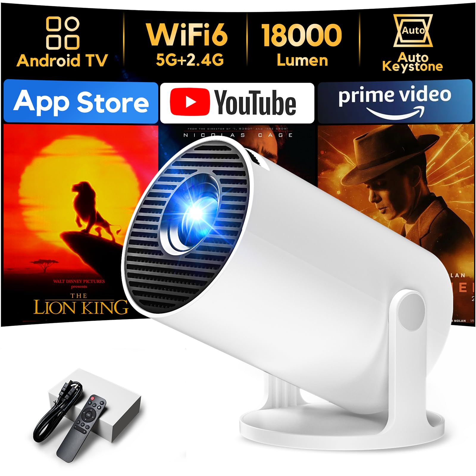 AKIYO O2 Projector Built-in Apps, 1080P...