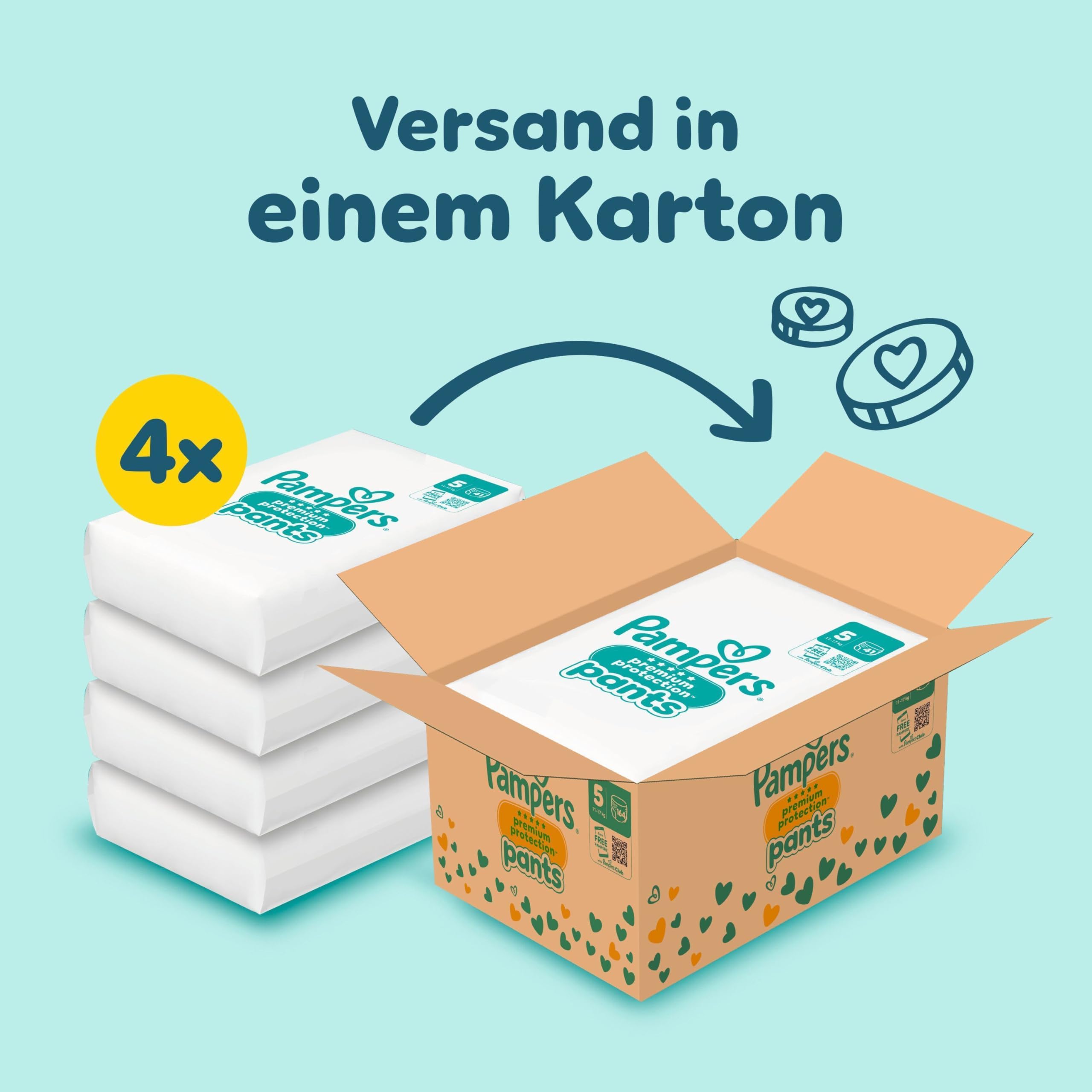 Pampers Premium Protection Pants Größe 5, 164 Windeln, 11-17 kg, mit 360° Passform und weichen Anti-Auslaufbündchen für unseren besten Komfort und Schutz 2