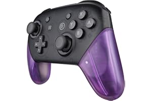 eXtremeRate Clear Atomic Purple Replacement Handle Grips for Nintendo Switch Pro Controller, DIY Hand Grip Shell for Nintendo