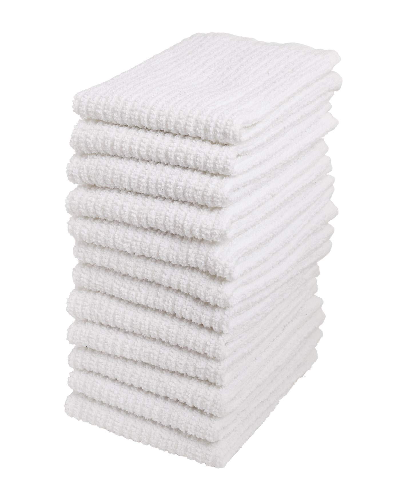 Living Fashions Bar Mop Cleaning Kitchen Dish Cloth Towels,100% Cotton, Machine Washable, Everyday Kitchen Basic Utility Bar Mop Dishcloth Set of 12, 30 x 30 cm
