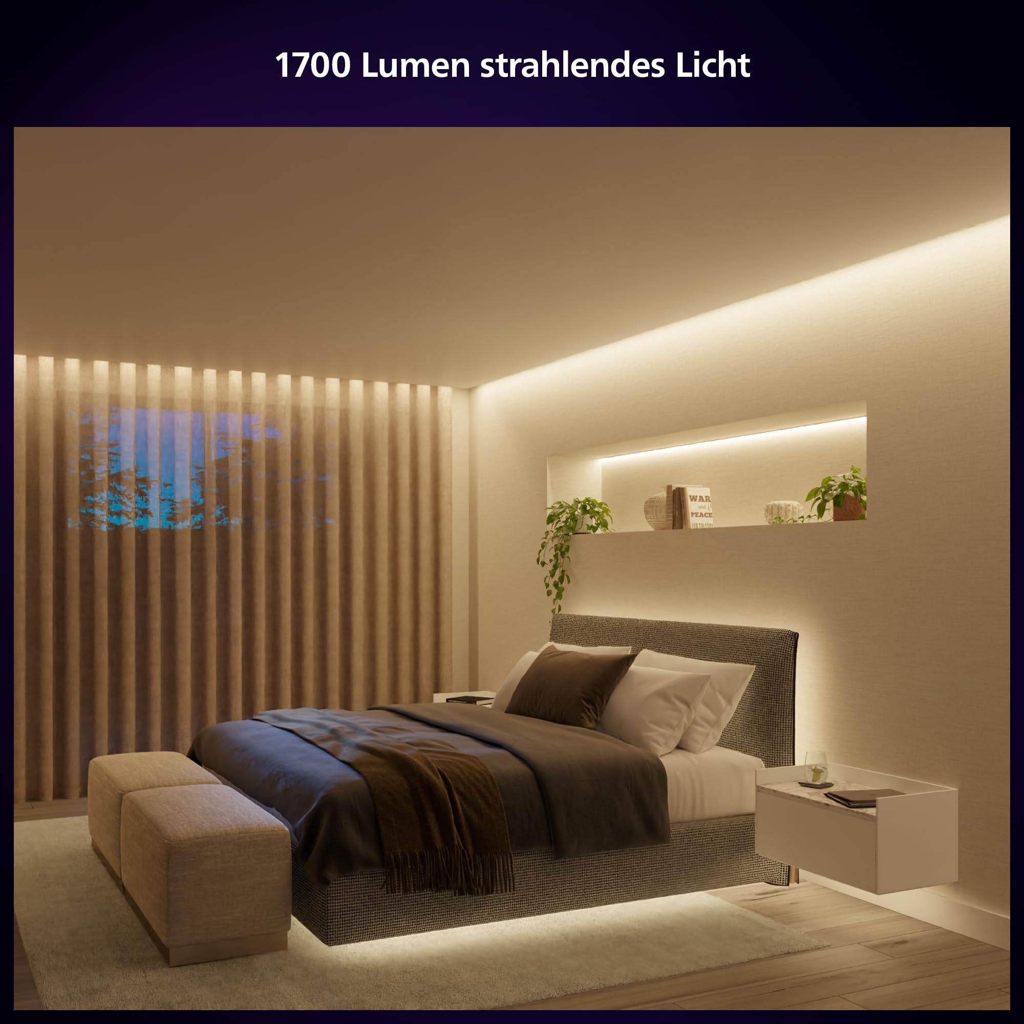 Philips Hue Indoor 5m Smart LED Solo Lightstrip Basis-Set, 1er-Pack, indirekte Beleuchtung mit der Hue App steuerbar, LED Streifen funktioniert mit Alexa, Google Assistant und Apple HomeKit 3