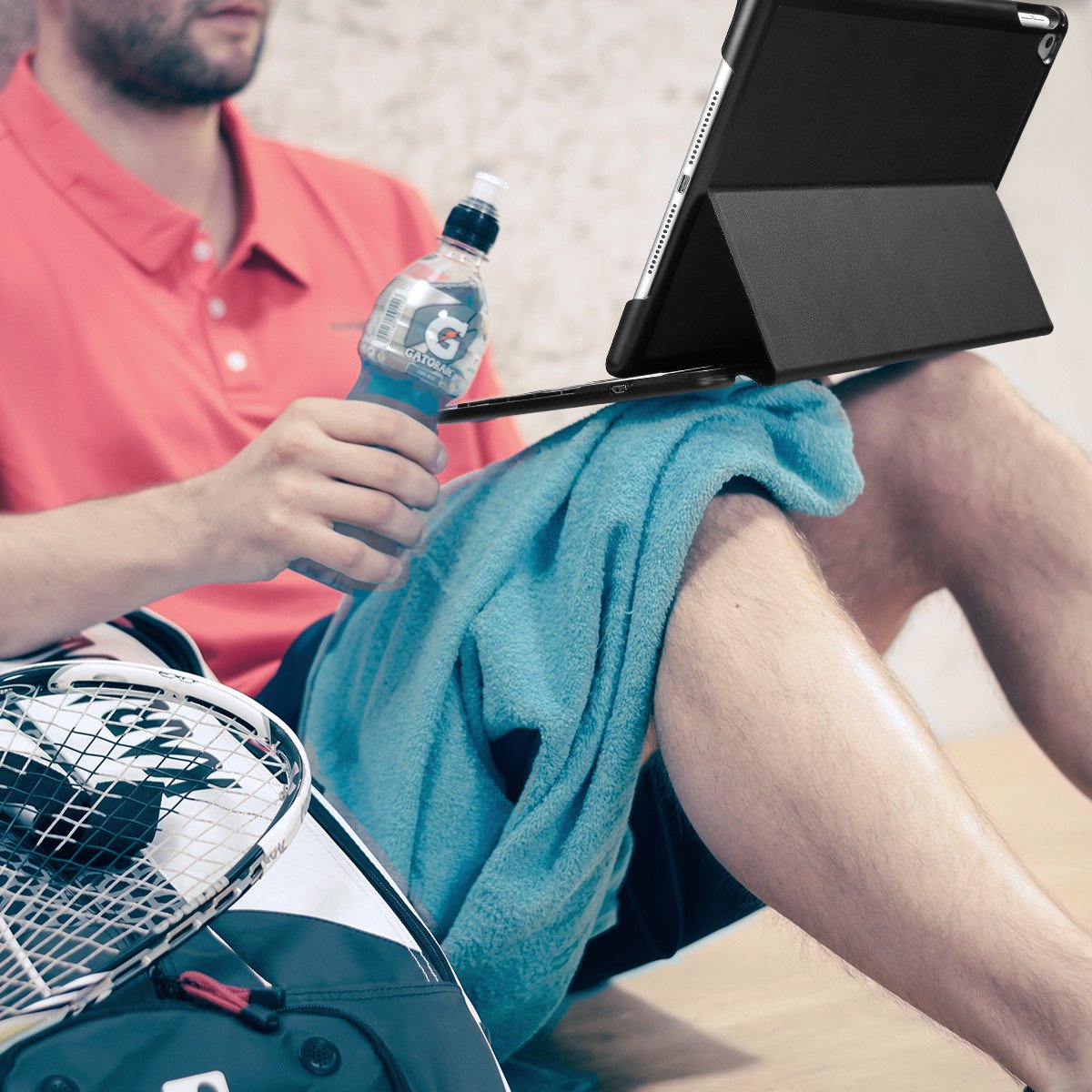 Poweradd Funda con Teclado Bluetooth para iPad Air 2 & iPad Pro 9.7, Teclado Inálambrico Españoles con USA Boardcom Modulo Bluetooth 3.0（No incluir el iPad), 280mAh Batería de Litio Recargable.