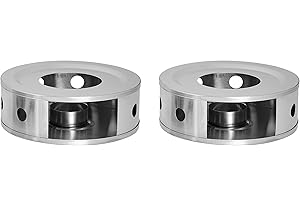 NEWLINE NY NewlineNY Stainless Steel Coffee Tea Warmers, Dual 6 Inches Circular Herb Tea Light Food Warmer Set (Candle not Included)