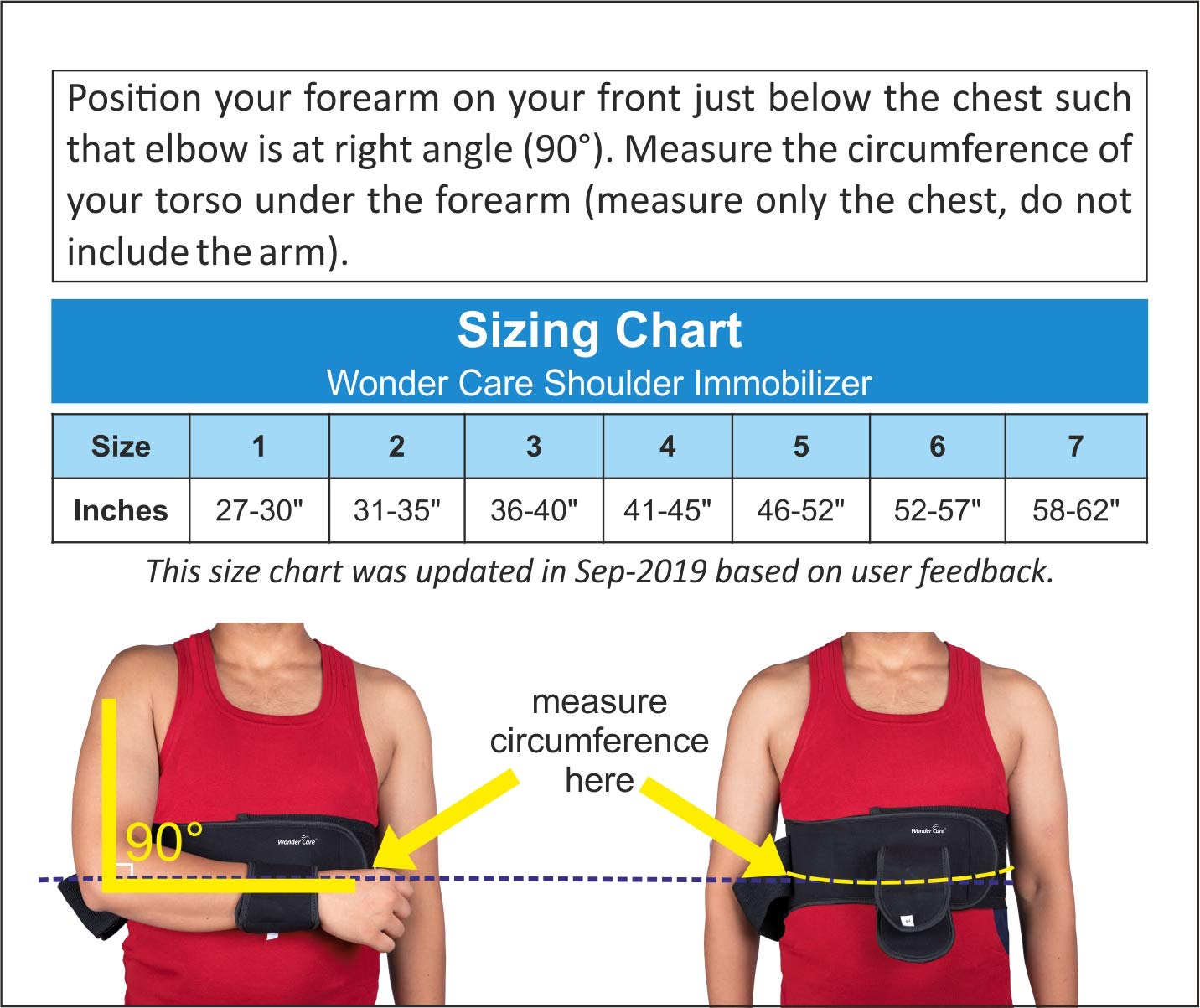 Wonder Care-Left Right Shoulder Immobilizer Arm Sling Elastic Brace for Clavicle Collar Bone Dislocation Subluxation Shoulder stabilizer Compression Brace After Rotator Cuff Surgery - Black-Size 6: Industrial & Scientific
