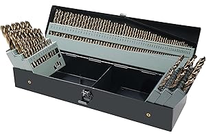 Axelord 115Pcs Cobalt Drill Bits Set, High Speed Steel, 135 Degree Tip, Twist Jobber Length Drill Bit Kit for Hardened Metal, Plastic and Wood with Metal Indexed Storage Case, 1/16"-1/2"