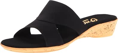 ONEX Women's Christina Sandal – Black Wedge Slide, 3-Inch Heel, Size 11