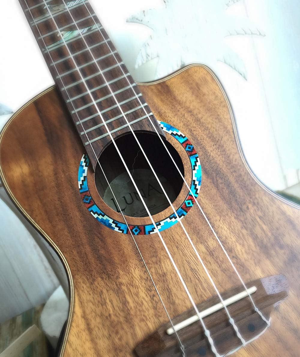 Inlaystickers Sticker for Soprano Ukuleles - Soundhole Rosette/Purfling - Native American Pattern - Turquoise - Image 5