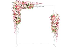 Fogein 6.6FT Square Arch Backdrop Stand, Metal Balloon Arch Stand,Wedding Arches for Ceremony, Backdrop Stand Frame for Wedding Birthday Party Baby Decoration,White