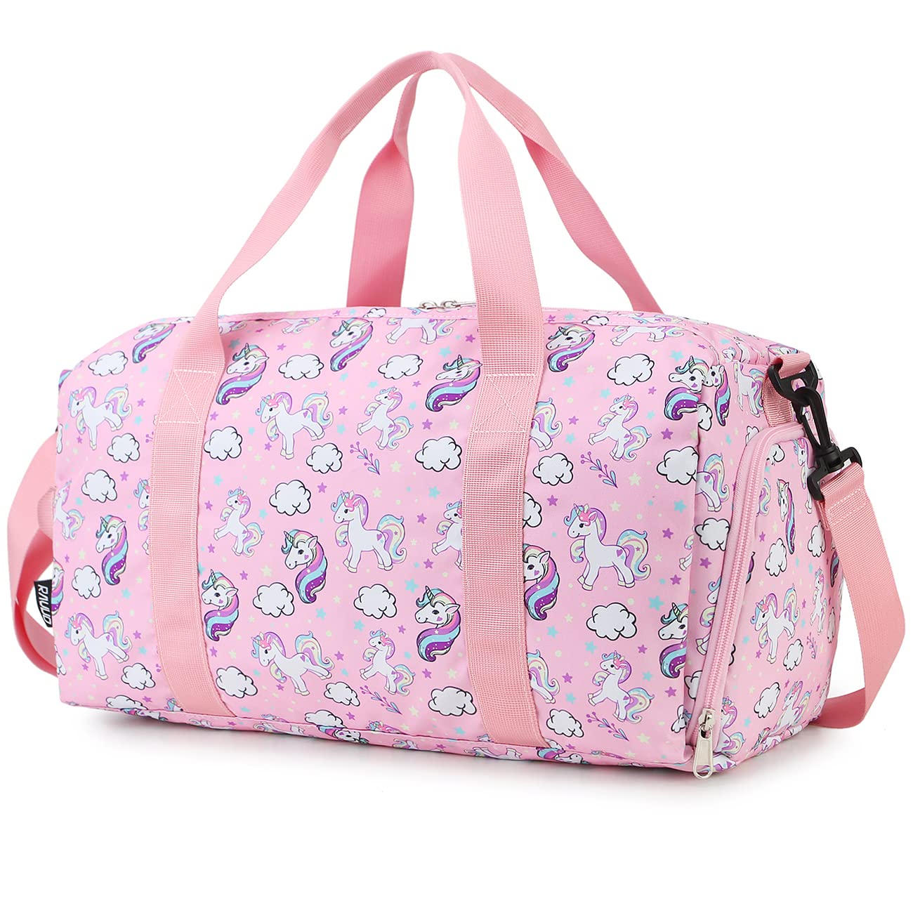 Duffle Bag for Girls,RAVUO Water Resistant Travel Overnight Weekend Bag Carry On Bag for Gym Sport Dance with Shoe Compartment and Wet Pocket Unicorn