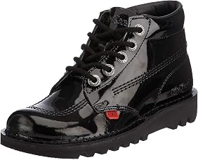 Kickers Kick Hi Black Patent 